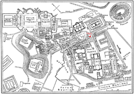 Locatie van de Boog van Titus (in rood)