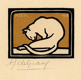 Gato (xilografía en color, 1918)