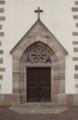 English: Catholic Church (Detail: Portal) in Poppenhausen Wasserkuppe, Hesse, Germany