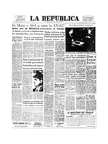 Primera página Diario La República 1954.jpg