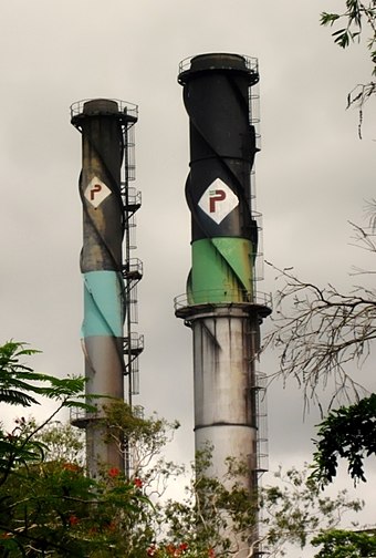 The Proserpine Mill stacks in January 2012.
