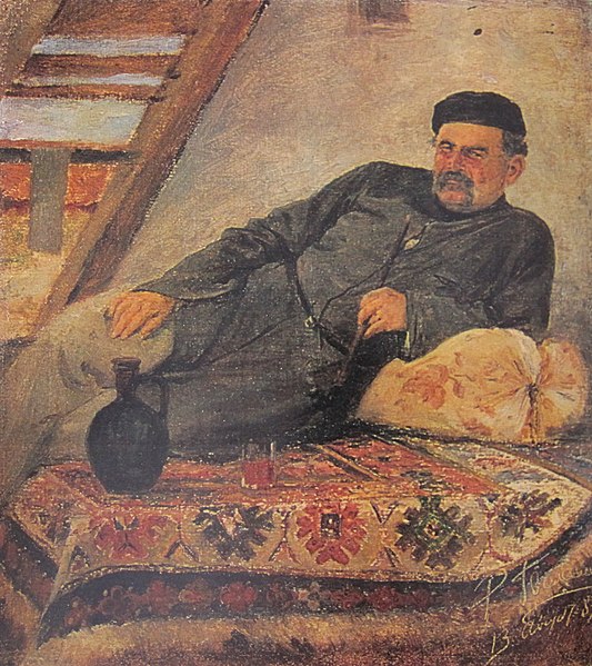 File:R. Gvelesiani. Kakhetian man with a jar. 1883.jpg