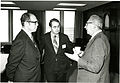 Jacob Rabinow (right) and NBS Director Richard Roberts (center). Circa 1973-1975.