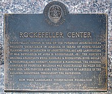 Rockefeller Center, National Historic Landmark Plaque RockefellerLandmark.JPG