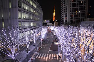 Iluminasi di Roppongi Hills, Tokyo.