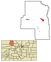 Местоположение Стимбот-Спрингс в округе Рутт, Колорадо. 