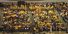 "Rowdy Ram" student fans cheer on the men's basketball team. Rowdy Rams.jpg