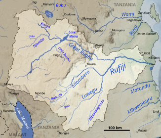 The Ruhudi in the Rufiji catchment area (bottom center)