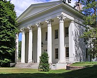 The Samuel Wadsworth Russell House (1828), home to the Philosophy department. The building was designated a National Historic Landmark in 2001 and is considered one of the finest examples of domestic Greek Revival architecture. RussellHouseSmaller.jpg
