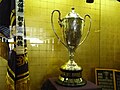 Sumo's main trophy, the Emperor's Cup, and the winner's flag on display