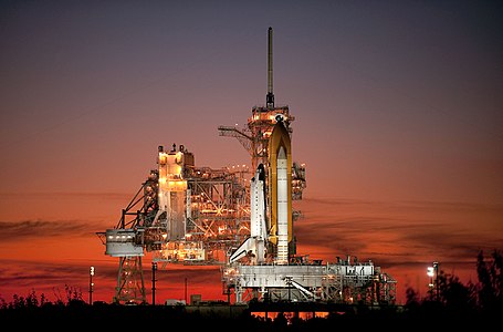 "The Space Shuttle Atlantis is seen on launch pad 39A at the NASA Kennedy Space Center shortly after the rotating service structure was rolled back on Nov. 15, 2009. Atlantis is scheduled to launch at 2:28 p.m. EST, Nov. 16, 2009."