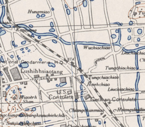 1927年，三牌楼站的位置（以STA.标注）