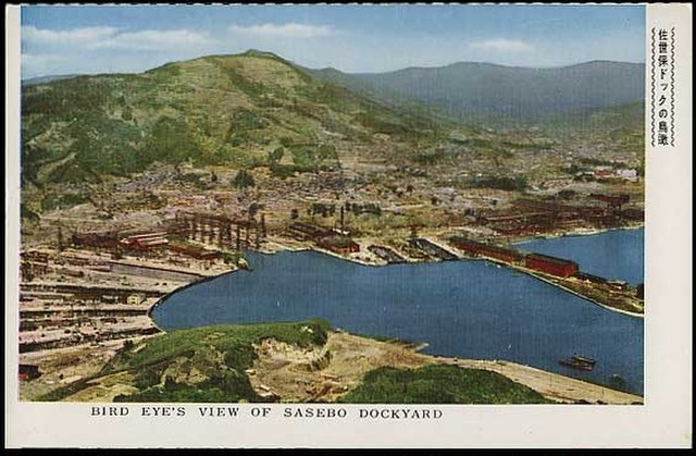 Sasebo Naval Arsenal in commemorative postcard, 1930s