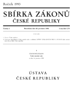 Първата страница от чешката конституция