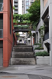 The pedestrian-only area of Post Alley at Harbor Steps Seattle - Post Avenue from Seneca.jpg