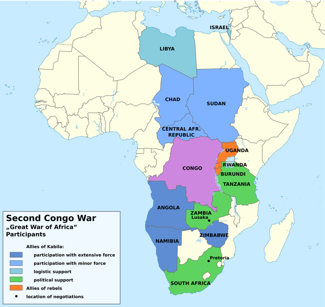 map of congo and surrounding countries File Second Congo War Africa Map En Png Wikimedia Commons map of congo and surrounding countries