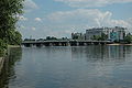 Second Elagin bridge. St Petersburg, Srednaya Nevka river.