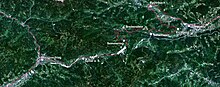 Satellitenaufnahme des Trassenverlaufs der Semmeringbahn