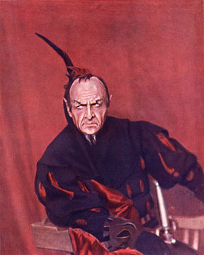 Chaliapin como Mephistopheles, foto original en color de Prokudin-Gorsky, 1915