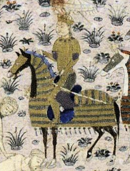 Depiction of Ghiyath al-Din Tughluq, founder of the Tughlaq dynasty, in the Basātin al-uns by Ikhtisān-i Dabir, a member of the Tughluq court and an a