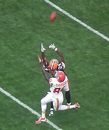 Brown intercepting a pass against the Kansas City Chiefs in 2010 Sheldon Brown Interception.jpg