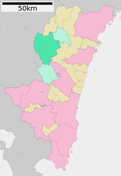 Lokasi Shiiba di Prefektur Miyazaki