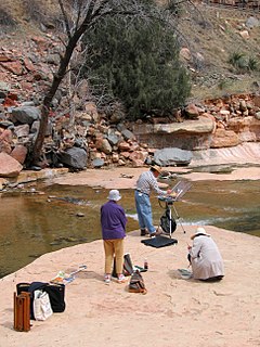 <i>En plein air</i> act of painting outdoors