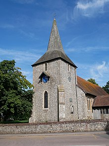 Southwest view of the church Southwest View of the Church of Saint Mary, Downe (02).jpg