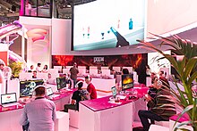 Superhot on display on a large video screen at a Stadia exhibit at Gamescom 2019 Stadia Cloud gaming Gamescom Cologne 2019 (48605890597).jpg