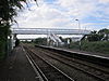 The platforms and footbridge at Stanlow and Thornton station in 2012