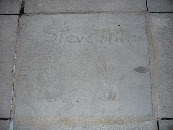 The handprints of Allen in front of Hollywood Hills Amphitheater at Walt Disney World's Disney's Hollywood Studios theme park