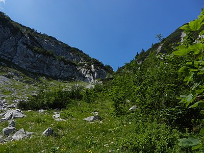 Scharte zwischen Zenokopf (links) und Streicher (rechts)