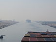 Einfahrt in die Ausweichstelle vor dem großen Bittersee auf dem Suezkanal