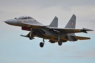 <span class="mw-page-title-main">Sukhoi Su-30MKI</span> Indian variant of the Su-30MK multirole fighter aircraft