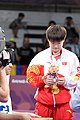 Deutsch: Tischtennis bei den Olympischen Jugendspielen 2018; Tag 9, 15. Oktober 2018; Mixed Medaillenzeremonie - Gold: Yingsha Sun & Wang Chuqin (CHN), Silber: Miu Hirano & Tomokazu Harimoto (JPN), Bronze: Su Pei-ling & Lin Yun-ju (TPE)); Medaillen-Verleiher: IOC member Ryu Seung-minu (KOR), Maskottchen-Verleiher: ITTF Vice-Presiden Nestor Tenca (ARG) English: Table tennis at the 2018 Summer Youth Olympics at 15 October 2018 – Mixed Medal Ceremony - Gold: Yingsha Sun & Wang Chuqin (CHN), Silver: Miu Hirano & Tomokazu Harimoto (JPN), Bronze: Su Pei-ling & Lin Yun-ju (TPE)); Medal presenter: IOC member Ryu Seung-minu (KOR), Mascot presenter: ITTF Vice-Presiden Nestor Tenca (ARG)