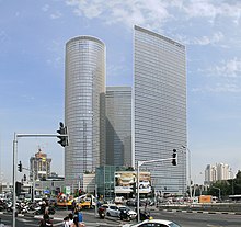 The Azrieli Center complex contains some of the tallest skyscrapers in Tel Aviv Tel-Aviv AzrielyTowers T36.jpg