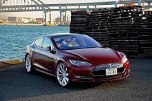 Deliveries of the Tesla Model S in Japan began in September 2014. Tesla Model S in Kobe, Japan (15869504139).jpg