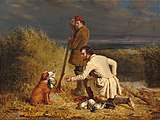 William Tylee RanneyAmerican, 1813 - 1857The Retrieve1850oil on canvasoverall: 76.5 × 102.6 cm (30 1/8 × 40 3/8 in.)framed: 94 × 119.7 × 7.6 cm (37 × 47 1/8 × 3 in.)Corcoran Collection (Gift of William Wilson Corcoran)2014.79.29