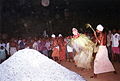 Theechamundi theyyam jumping into the fire. Pictured at Puthiya Mundayat Kottam, Azhikode