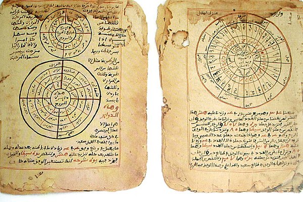 The pages above are from Timbuktu Manuscripts written in Sudani script (a form of Arabic) from the Mali Empire showing established knowledge of astron