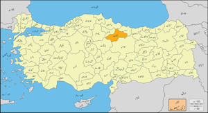 ترکی صوبے میں توقات کا محل وقوع