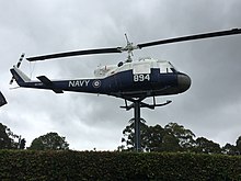 A Royal Australian Navy (RAN) UH-1B pole-mounted at Nowra