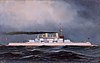 an oil painting of the battleship Massachusetts