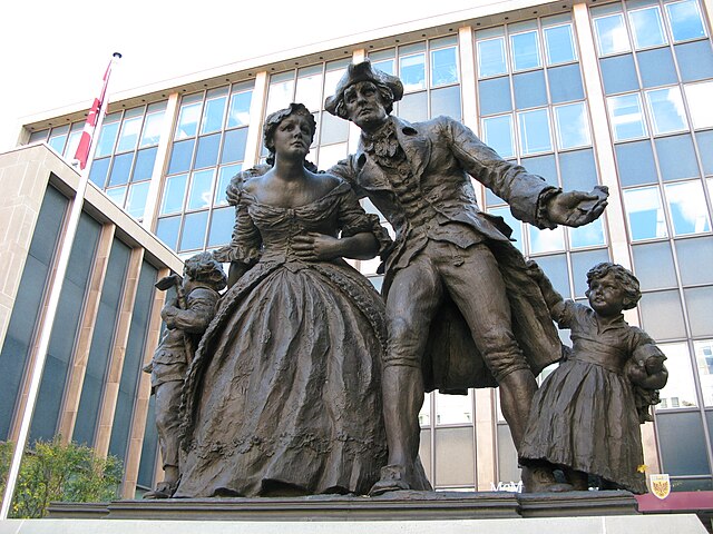 A monument in Hamilton commemorating the United Empire Loyalists, a group of settlers who fled the United States during or after the American Revoluti