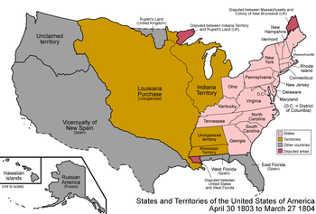 Gli Stati Uniti dopo l'acquisto della Louisiana nel 1803