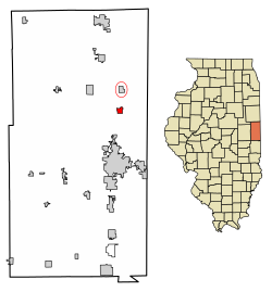 Vermilion County Illinois Incorporated and Unincorporated areas Bismarck Highlighted.svg