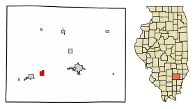 Wayne County Illinois Incorporated and Unincorporated areas Sims Highlighted.svg