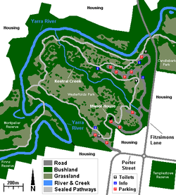 Map of Westerfolds Park Westerfolds park map.png