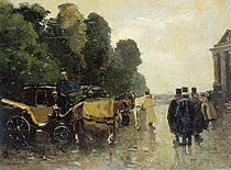 De Zwarts Rijtuigen met wachtende koetsiers (1890-1894), impressionistisch werk in een Hollandse atmosfeer.