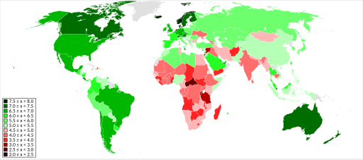 World map of countries by World Happiness Report score (2017)